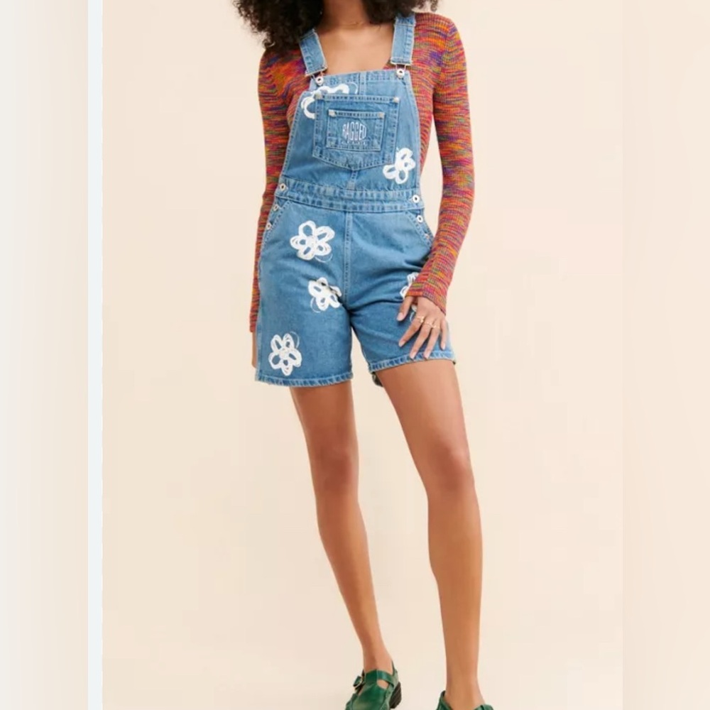 NWT Free People  Women's Blue and White Dungarees-overalls